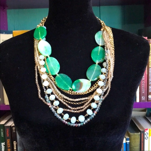 Beautiful Agate Goldtone Necklace